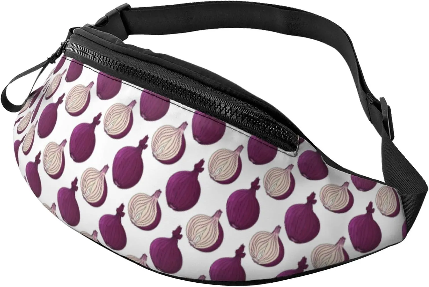 Crossbody Fanny Packs for Women Men - purple Onion Pattern Running Waist Bag Travel Belt Bag for Women Men