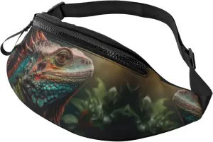 Crossbody Fanny Packs for Women Men - Realistic Colorful Chameleon Running Waist Bag Travel Belt Bag for Women Men