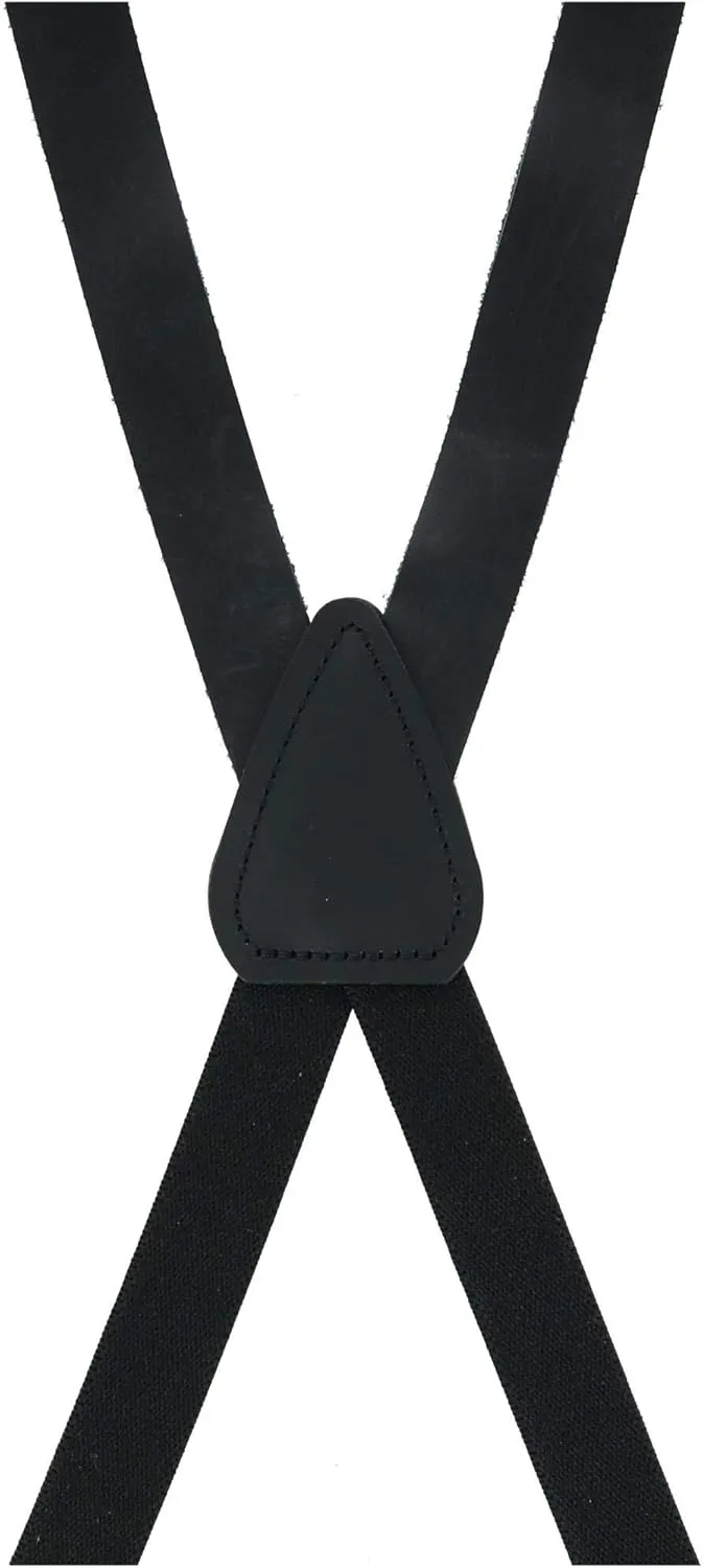 CTM® Men's Smooth Coated Leather Slim Width Suspenders with Metal Swivel Hook Ends