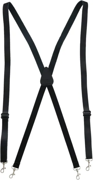 CTM® Men's Smooth Coated Leather Slim Width Suspenders with Metal Swivel Hook Ends