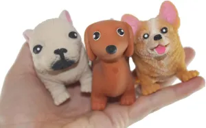 Curious Minds Busy Bags Set of 3 Different Breed Stretchy Dogs - Corgi, Dachshund, and Bulldog - Crushed Bead Sand Filled - Doggy Lover Sensory Fidget Toy Weighted (Random Colors)