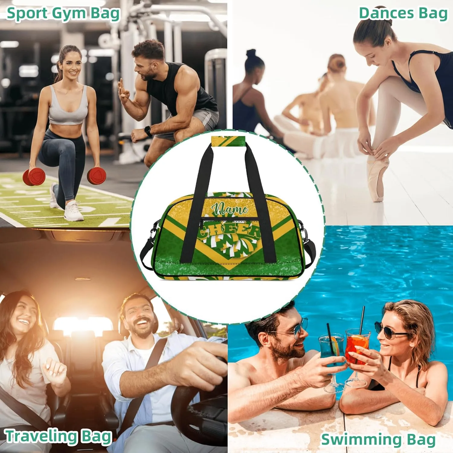 Custom Cheer Duffel Bag for Women, Personalized Cheer Bag for Cheerleader, Duffle Bag with Name, Cheerleading Gym Bag (Blue&Black)