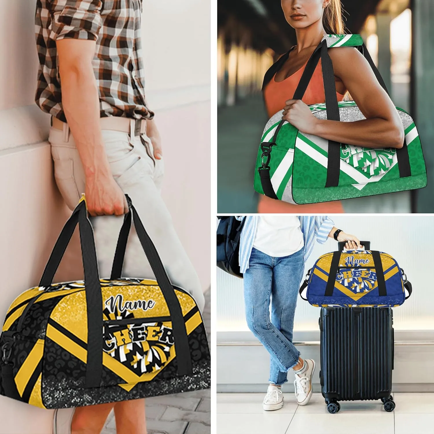 Custom Cheer Duffel Bag for Women, Personalized Cheer Bag for Cheerleader, Duffle Bag with Name, Cheerleading Gym Bag (Blue&Black)