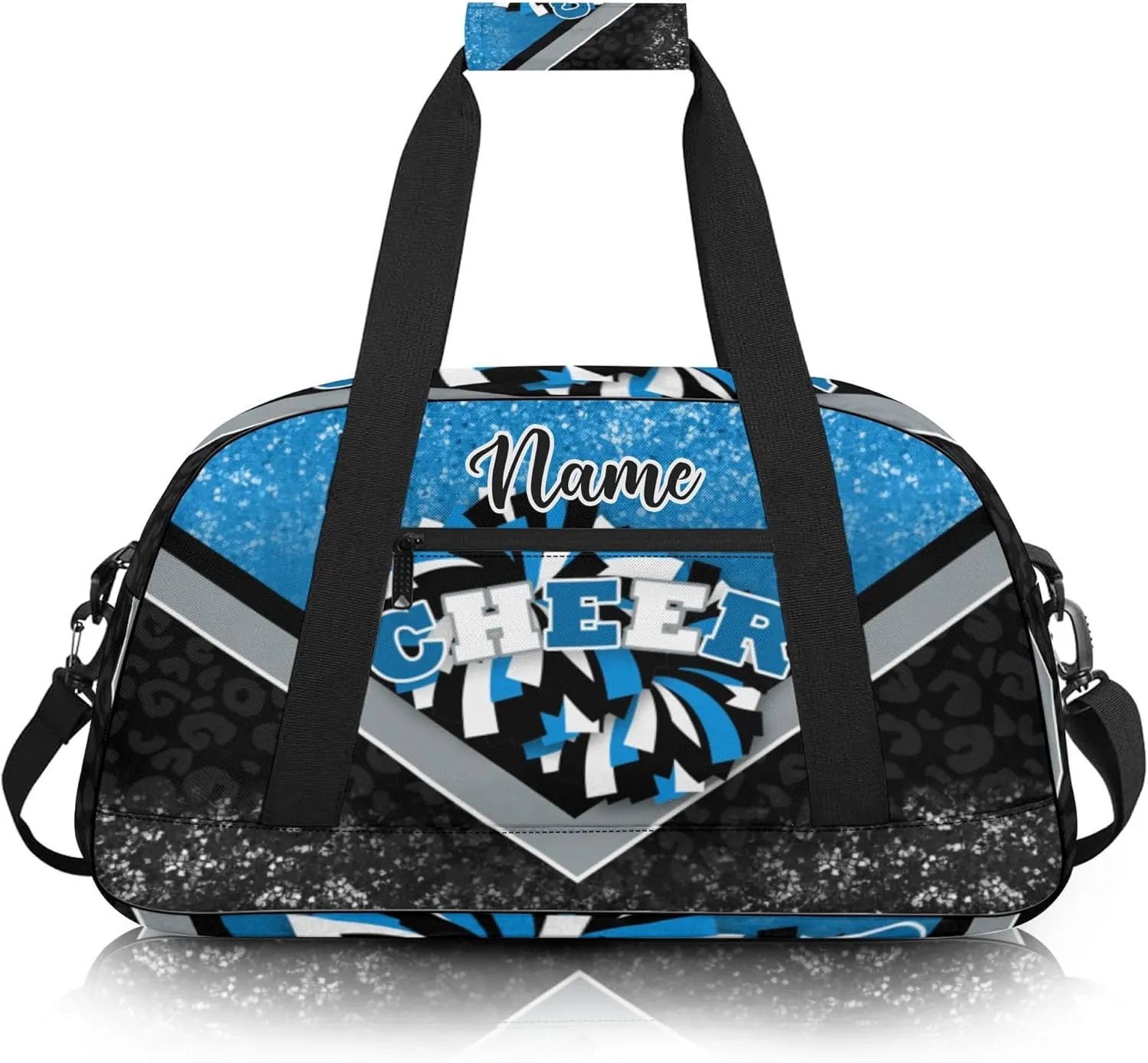 Custom Cheer Duffel Bag for Women, Personalized Cheer Bag for Cheerleader, Duffle Bag with Name, Cheerleading Gym Bag (Blue&Black)