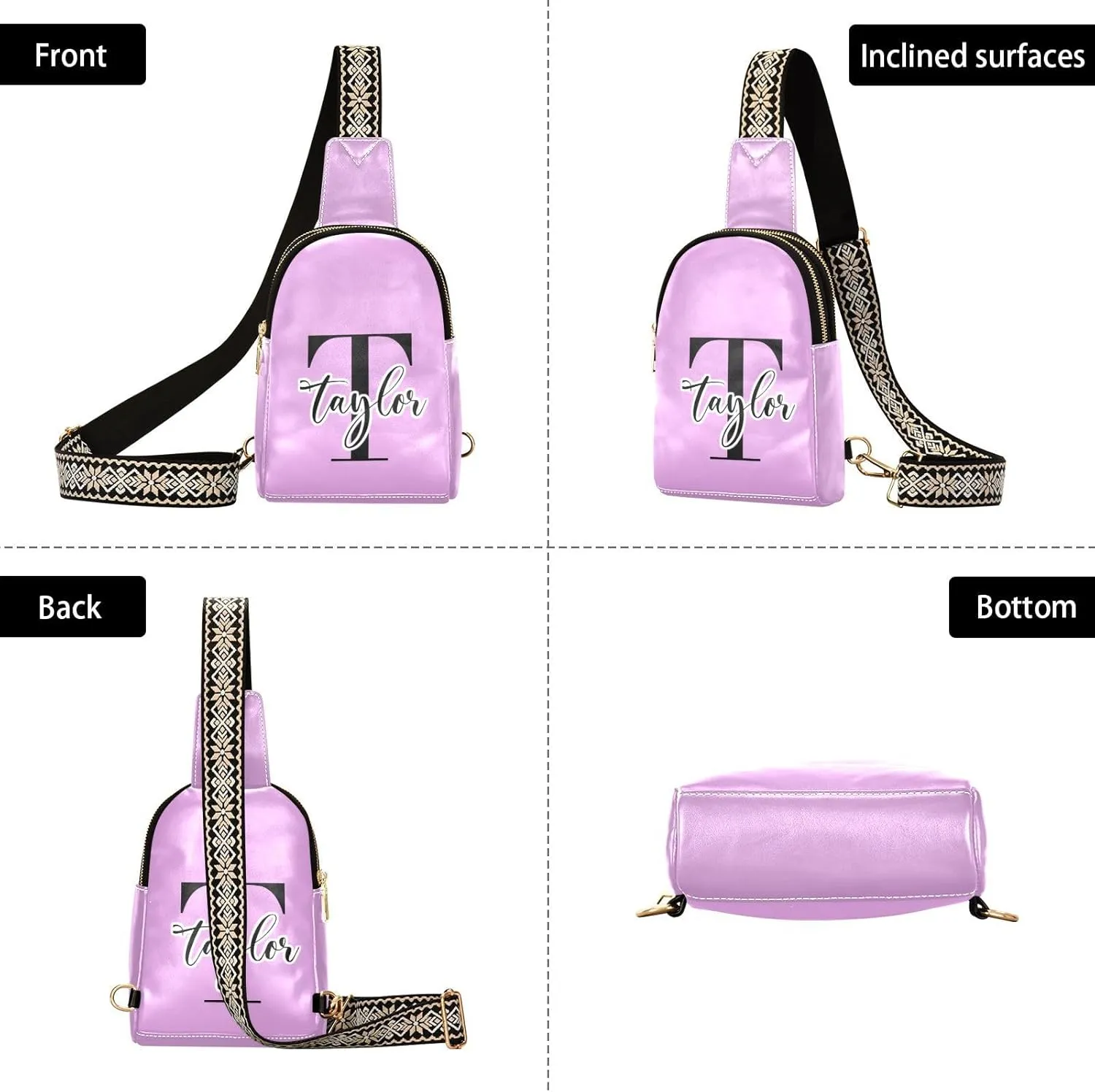 Custom Plum Sling Bag for Women Personalized Leather Crossbody Bags Sling Bags Crossbody Travel Shoulder Purses with Adjustable Strap for Men