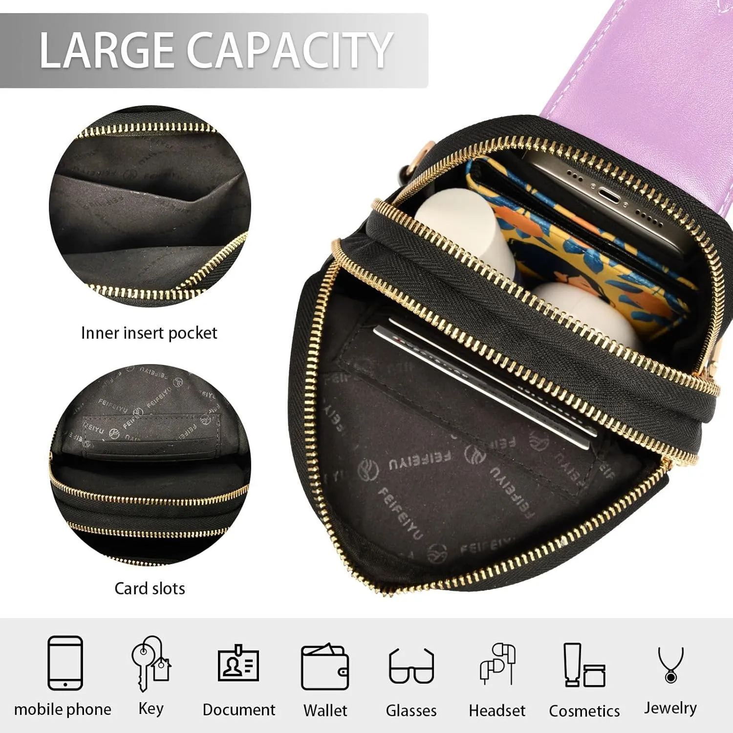 Custom Plum Sling Bag for Women Personalized Leather Crossbody Bags Sling Bags Crossbody Travel Shoulder Purses with Adjustable Strap for Men