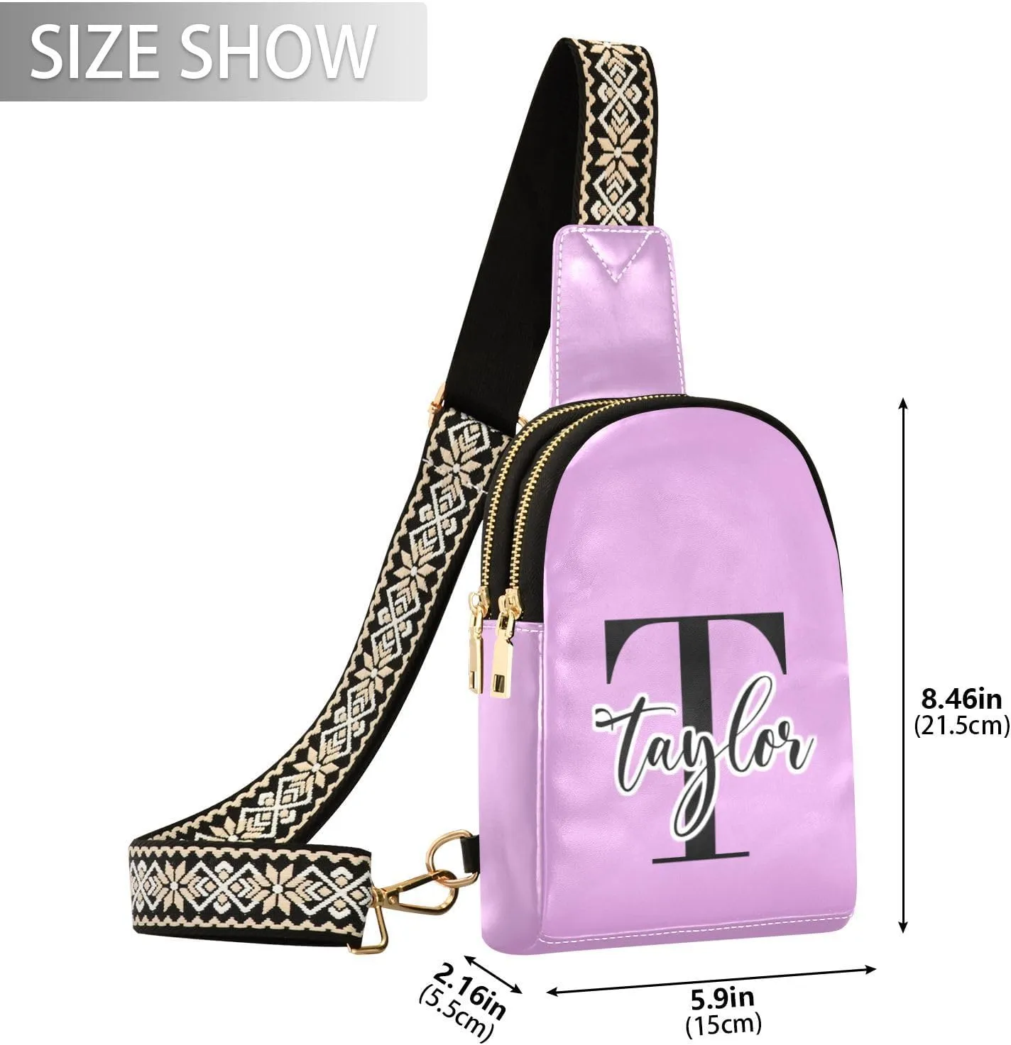 Custom Plum Sling Bag for Women Personalized Leather Crossbody Bags Sling Bags Crossbody Travel Shoulder Purses with Adjustable Strap for Men
