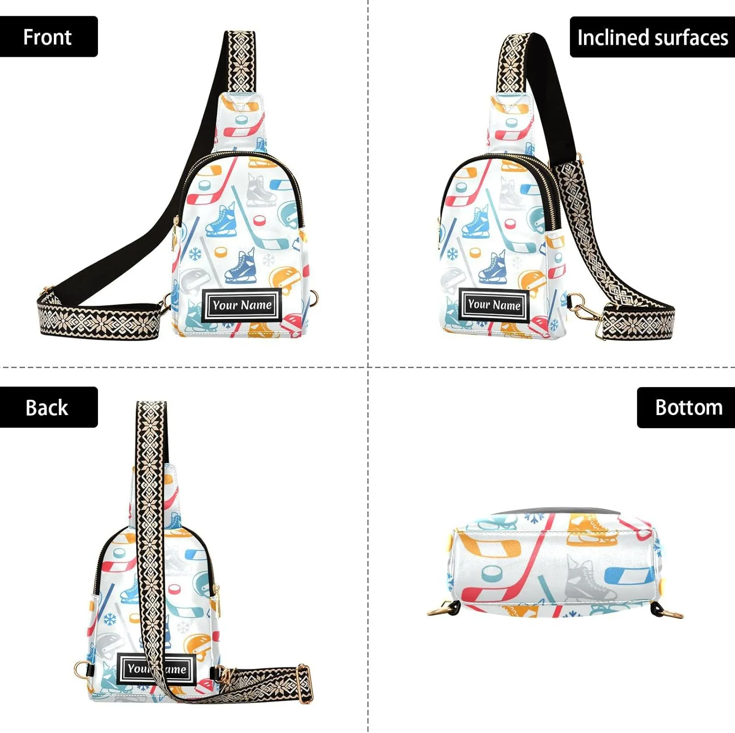 Custom Sling Bag for Women Cute Personalized Leather Crossbody Shoulder Bags Chest Bag