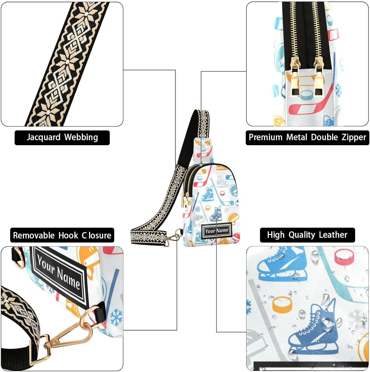 Custom Sling Bag for Women Cute Personalized Leather Crossbody Shoulder Bags Chest Bag