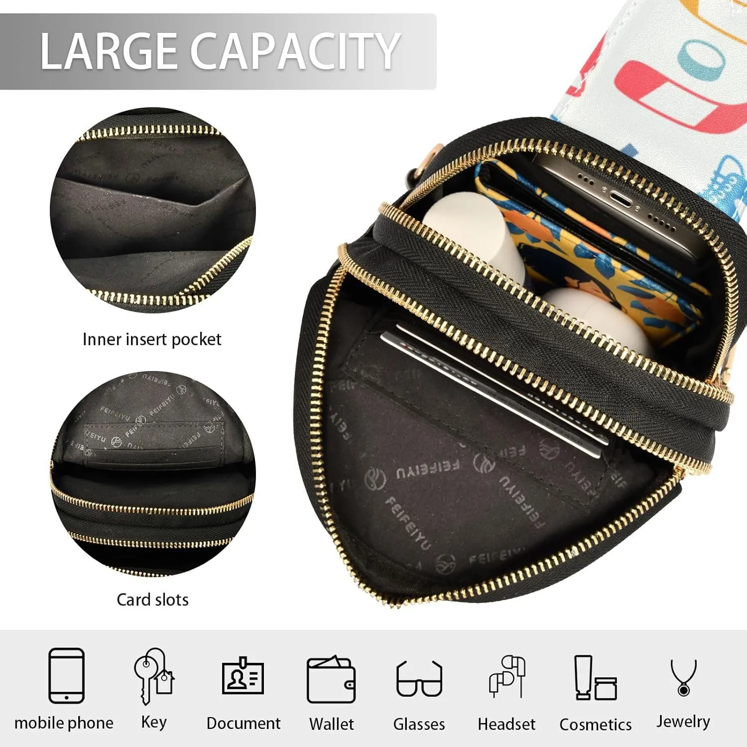 Custom Sling Bag for Women Cute Personalized Leather Crossbody Shoulder Bags Chest Bag