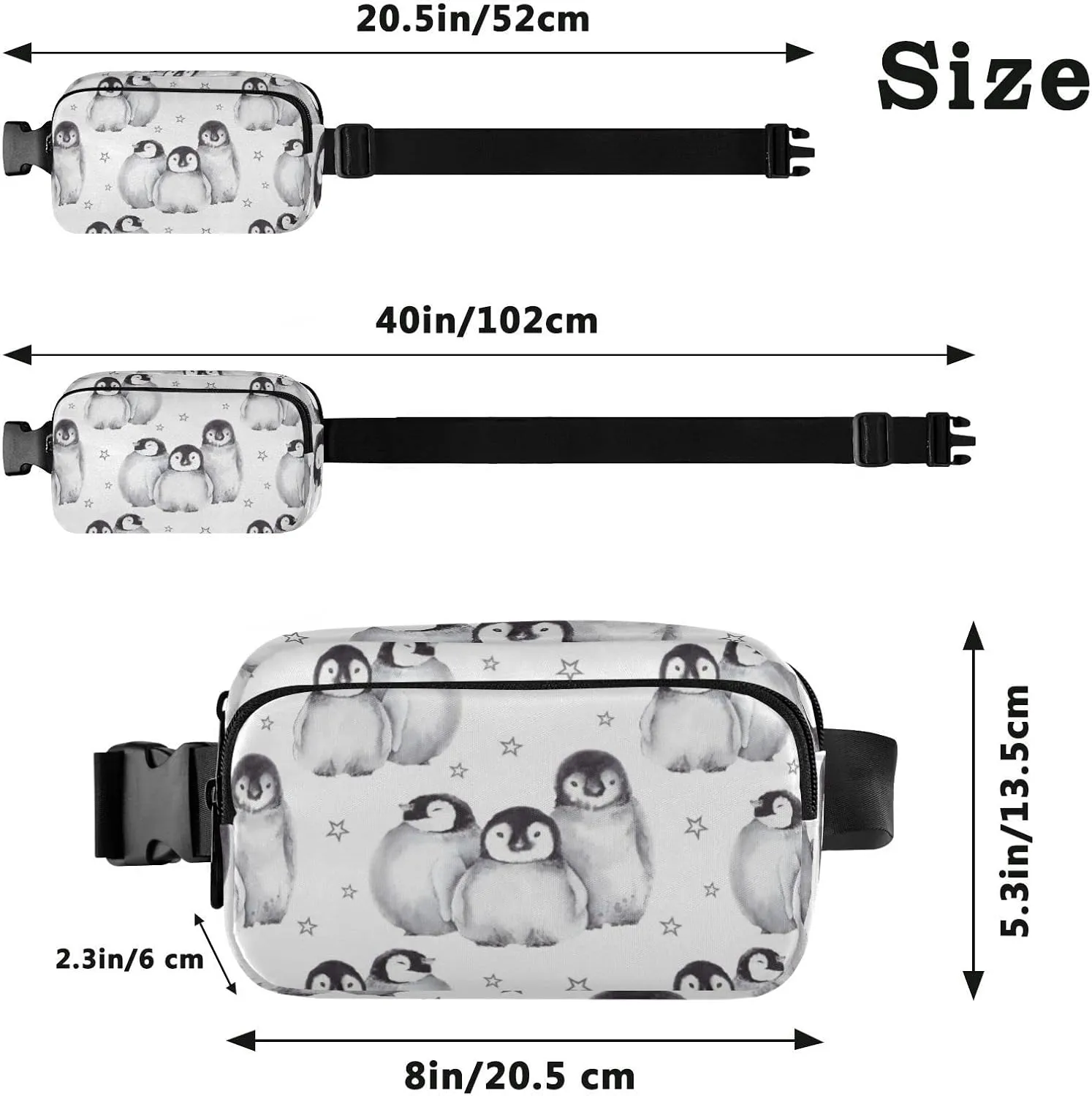 Cute Baby Penguins Fanny Pack for Women Men Crossbody Belt Bag Fashion Waist Packs Purse with Adjustable Strap Bumbags for Outdoors Shopping Traveling