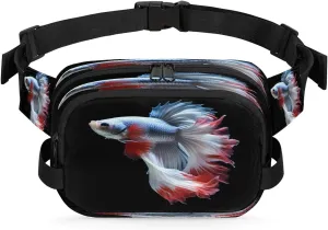 Cute Fighting Fish Men's and Women's Waist Pack Crossbody Fighting Fish Pattern Waist Pack Running Strap, Adjustable Shoulder Strap - For Hiking and Running Exercise Fitness