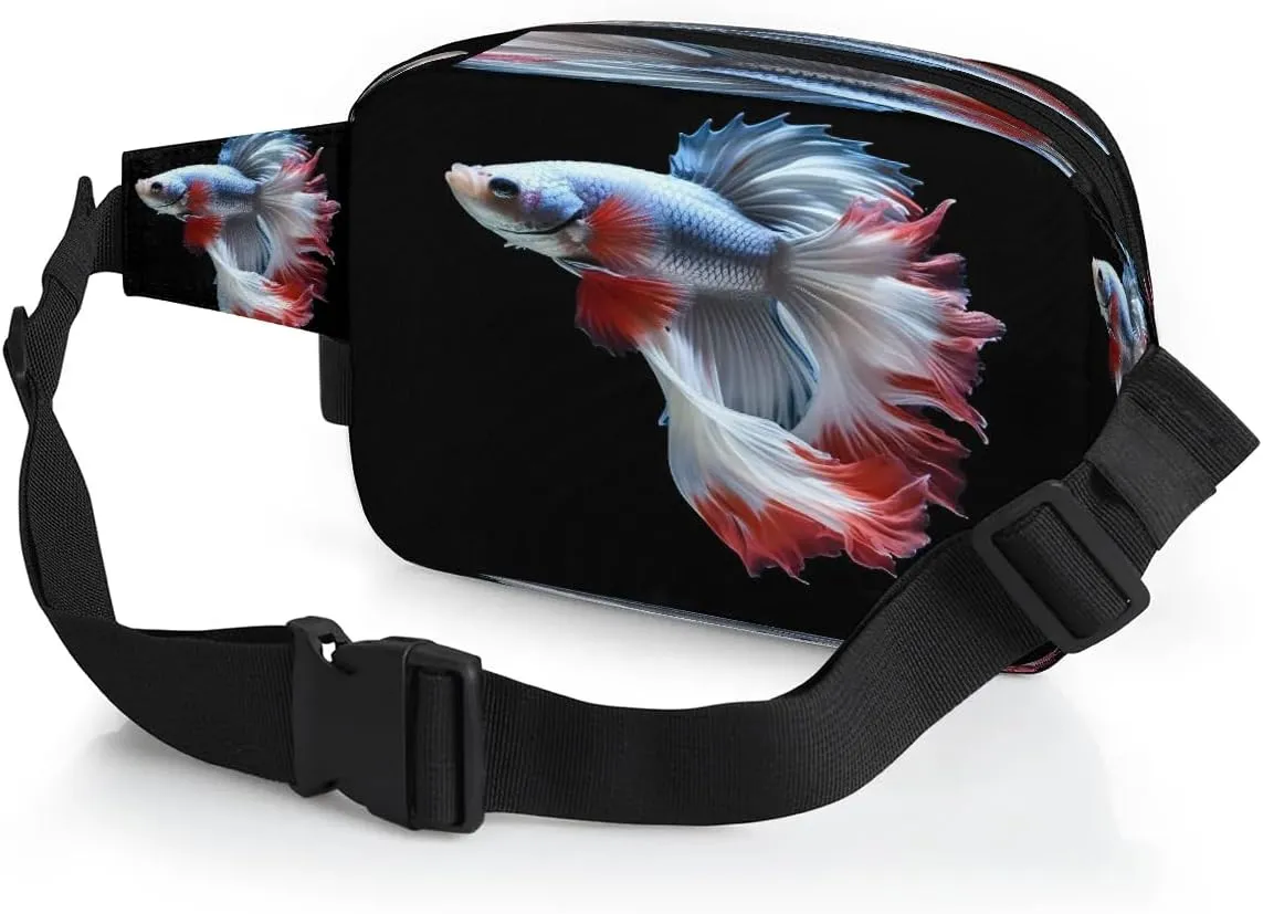 Cute Fighting Fish Men's and Women's Waist Pack Crossbody Fighting Fish Pattern Waist Pack Running Strap, Adjustable Shoulder Strap - For Hiking and Running Exercise Fitness
