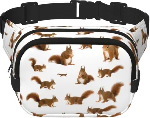 Cute Squirrel print Large Fanny Packs for Women Cute Cross Body Waist Bag Fashionable Fanny Pack