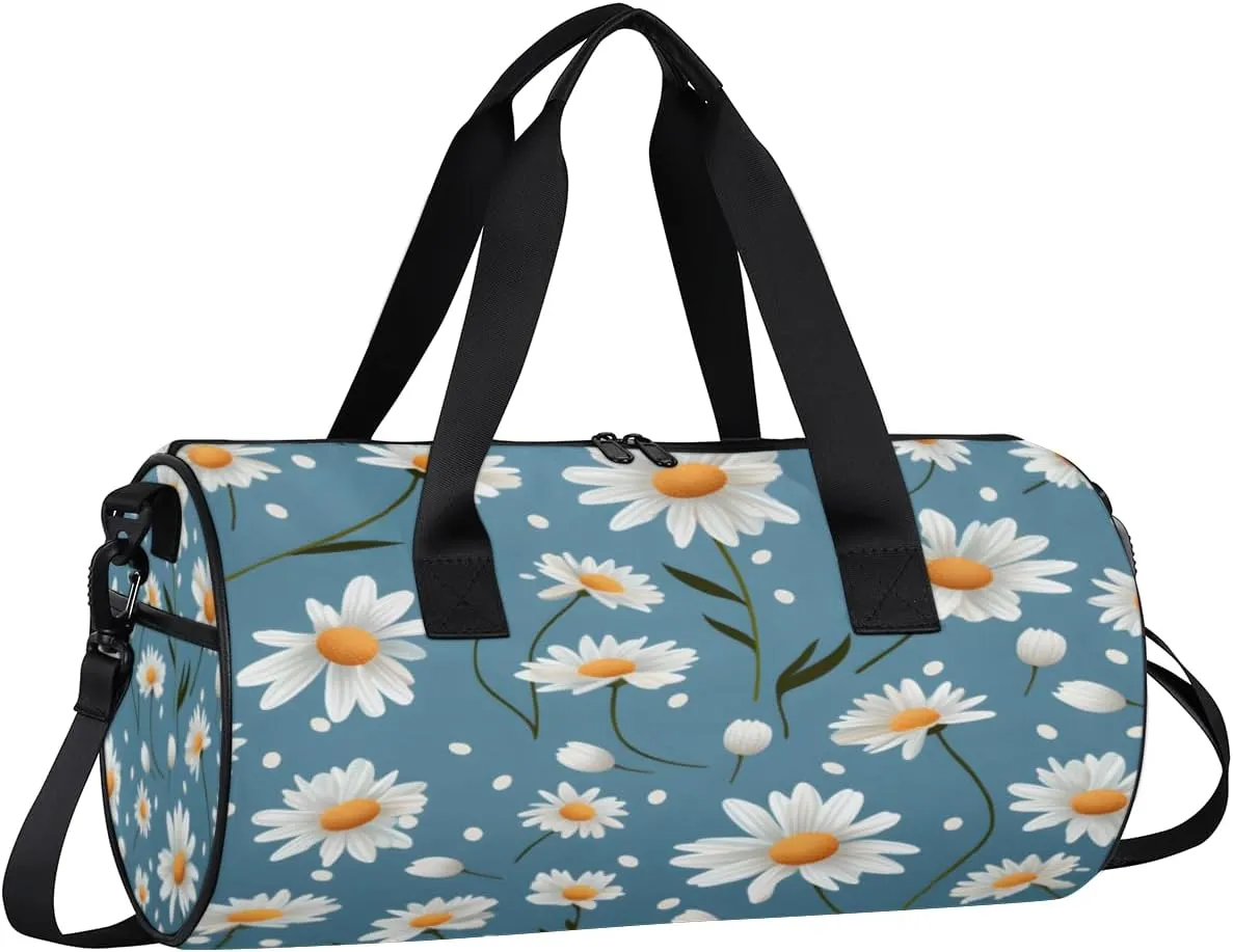 Daisy Delight Sports Duffel Bag with Shoulder Strap, Large Capacity Gym Bag with Shoe Compartment, Water Resistant Travel Duffle Bag for Men Women Travel, Sports (17.6x9x9 Inch)