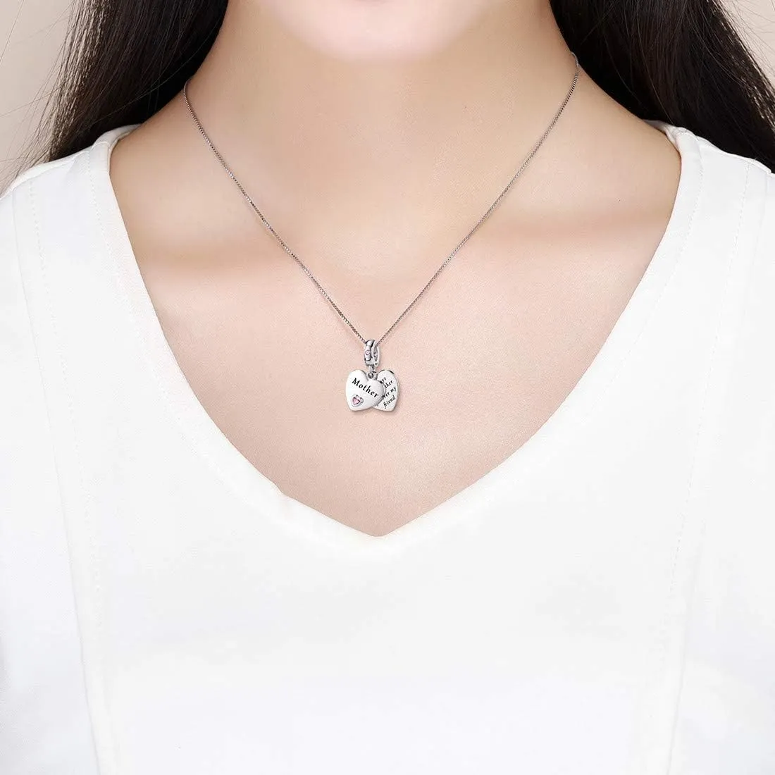 DALARAN 925 Sterling Silver Charms Mother Daughter Sister Dangle Bead for Charm Bracelet Necklace