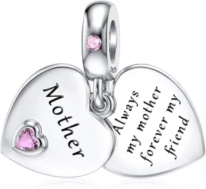 DALARAN 925 Sterling Silver Charms Mother Daughter Sister Dangle Bead for Charm Bracelet Necklace