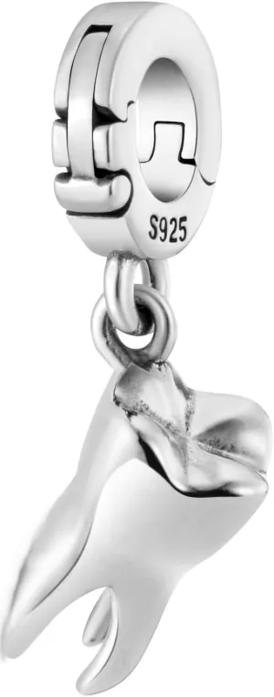 Dangling Tooth Molar Dentist Multi-Clasp Clip On Pendant 925 Sterling Silver Charm For Pandora& Other Charm Bracelets/Necklaces & More DIY