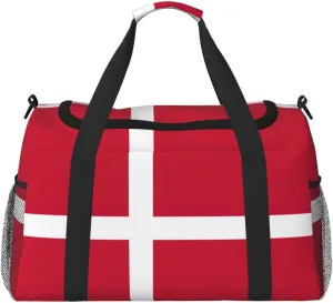 Danish flag print Weekender Overnight Carry On Bag Gym Luggage Bag Duffel Bag for Travel Women