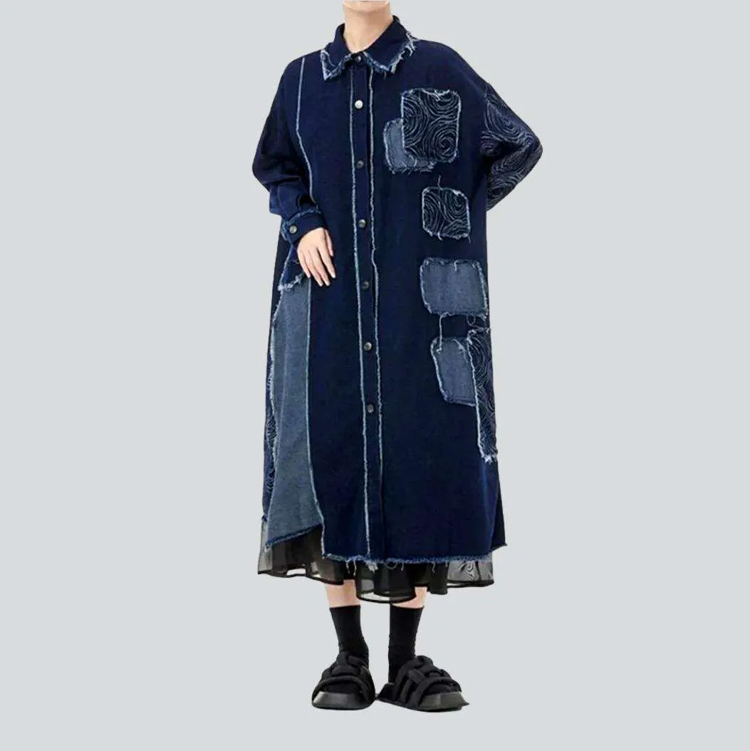 Dark patchwork denim dress