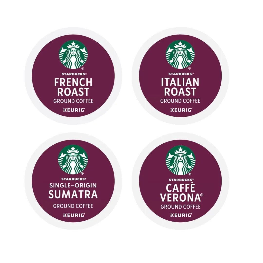 Dark Roast K-Cups Pod Sampler, Includes Starbucks Sumatra, French Roast, Cafe Verona, And Italian Roast, 20 Count