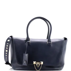 Demilune Flap Satchel Leather Medium