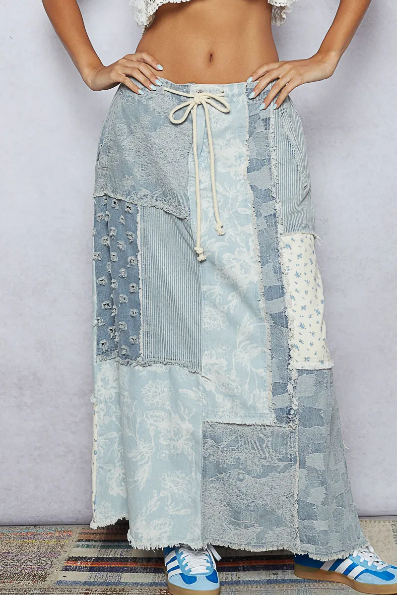 Denim Patchwork Skirt