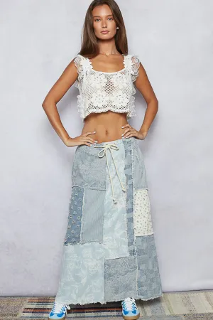 Denim Patchwork Skirt