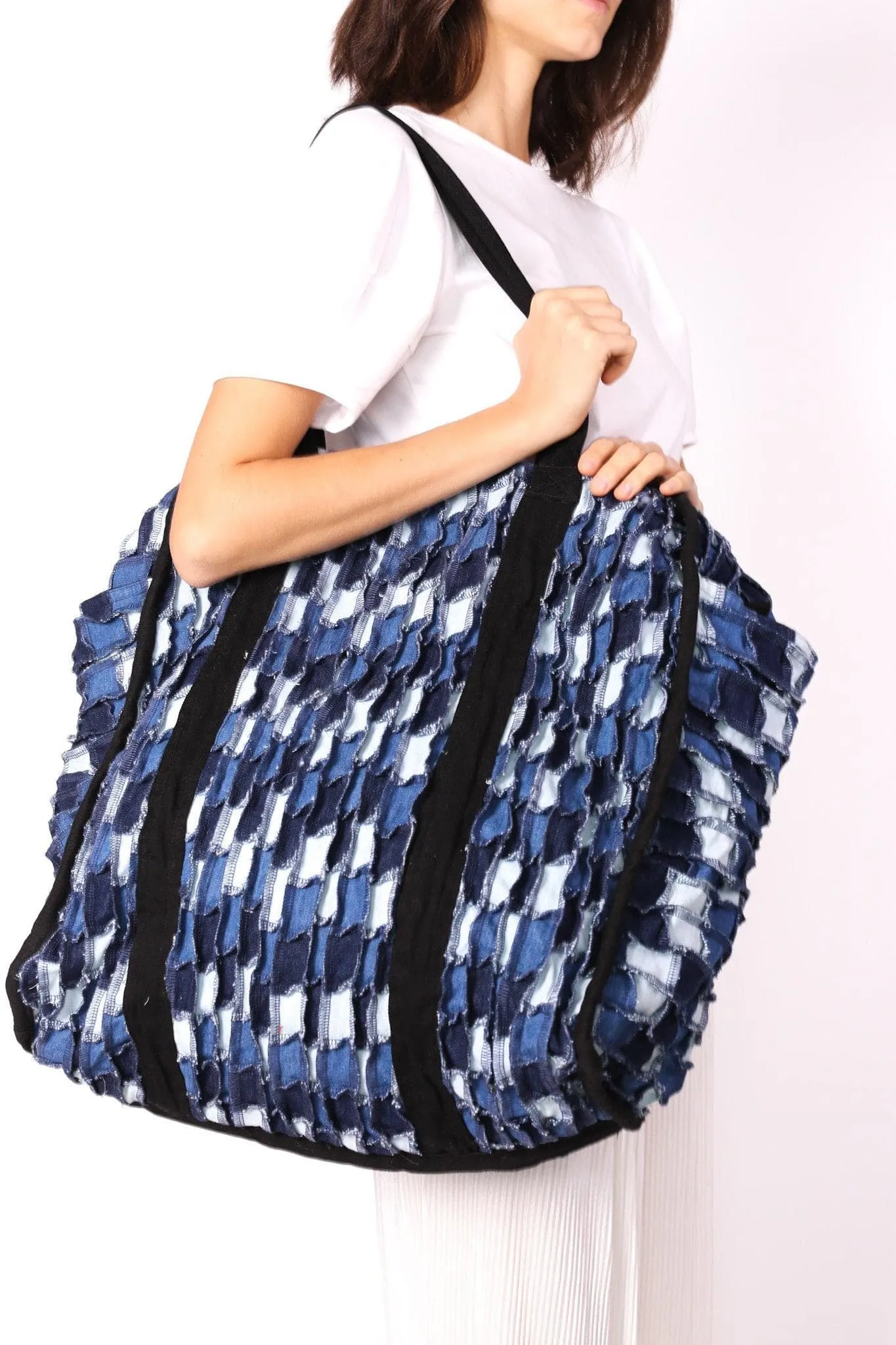 DENIM PATCHWORK XXL BAG BLEECKER