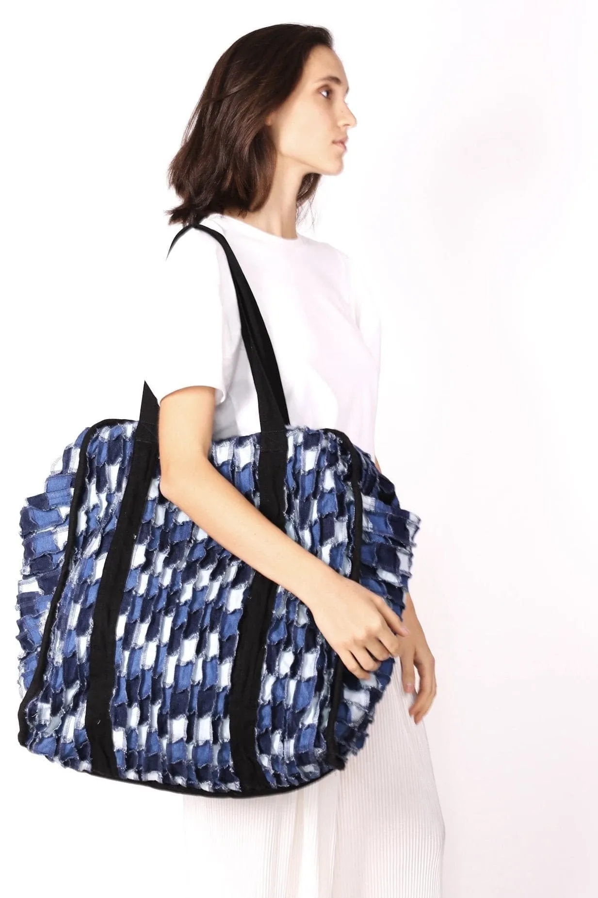 DENIM PATCHWORK XXL BAG BLEECKER