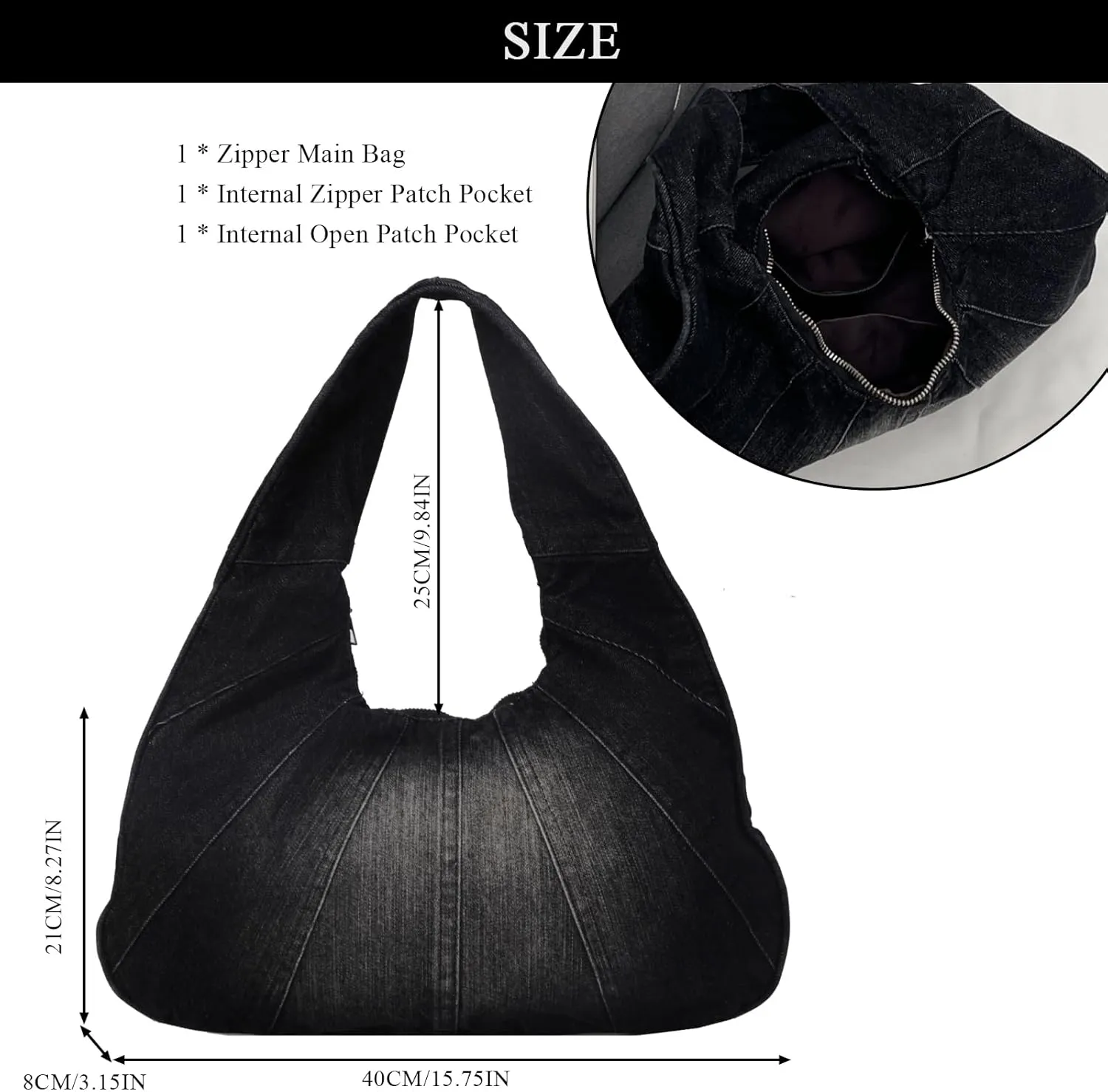 Denim Purse, Trendy Jean Purses for Women Denim Hobo Bag Y2K Shoulder Bag Handbags