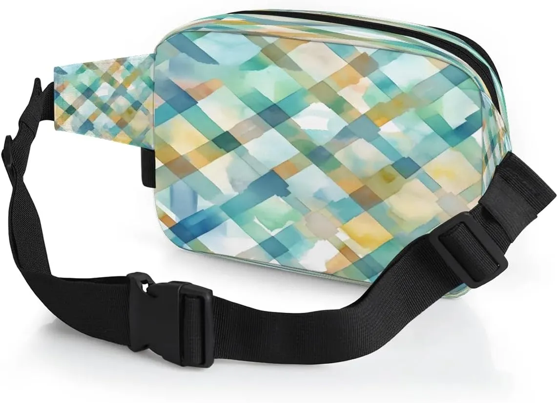 Diamond Grid Print Men's and Women's Waist Pack Crossbody Geometric Prints Waist Pack Running Strap, Adjustable Shoulder Strap - For Hiking and Running Exercise Fitness