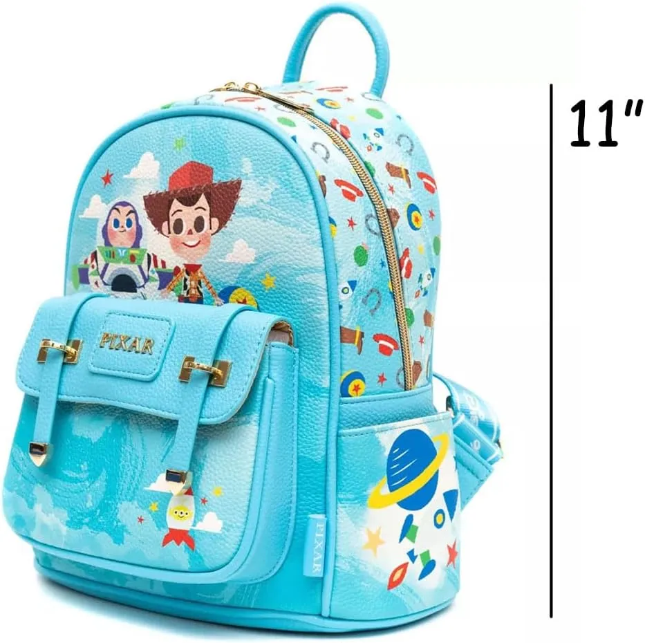 Disney Backpack Personalized Toy Story Officially Licensed 11 Inch Vegan Leather Double Strap Shoulder Bag with Custom Name