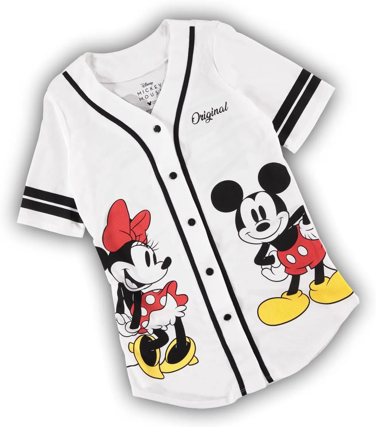 Disney Ladies Mickey Mouse Fashion Shirt - Mickey & Minnie Mouse Baseball Jersey Mickey Mouse Button Down Baseball Jersey