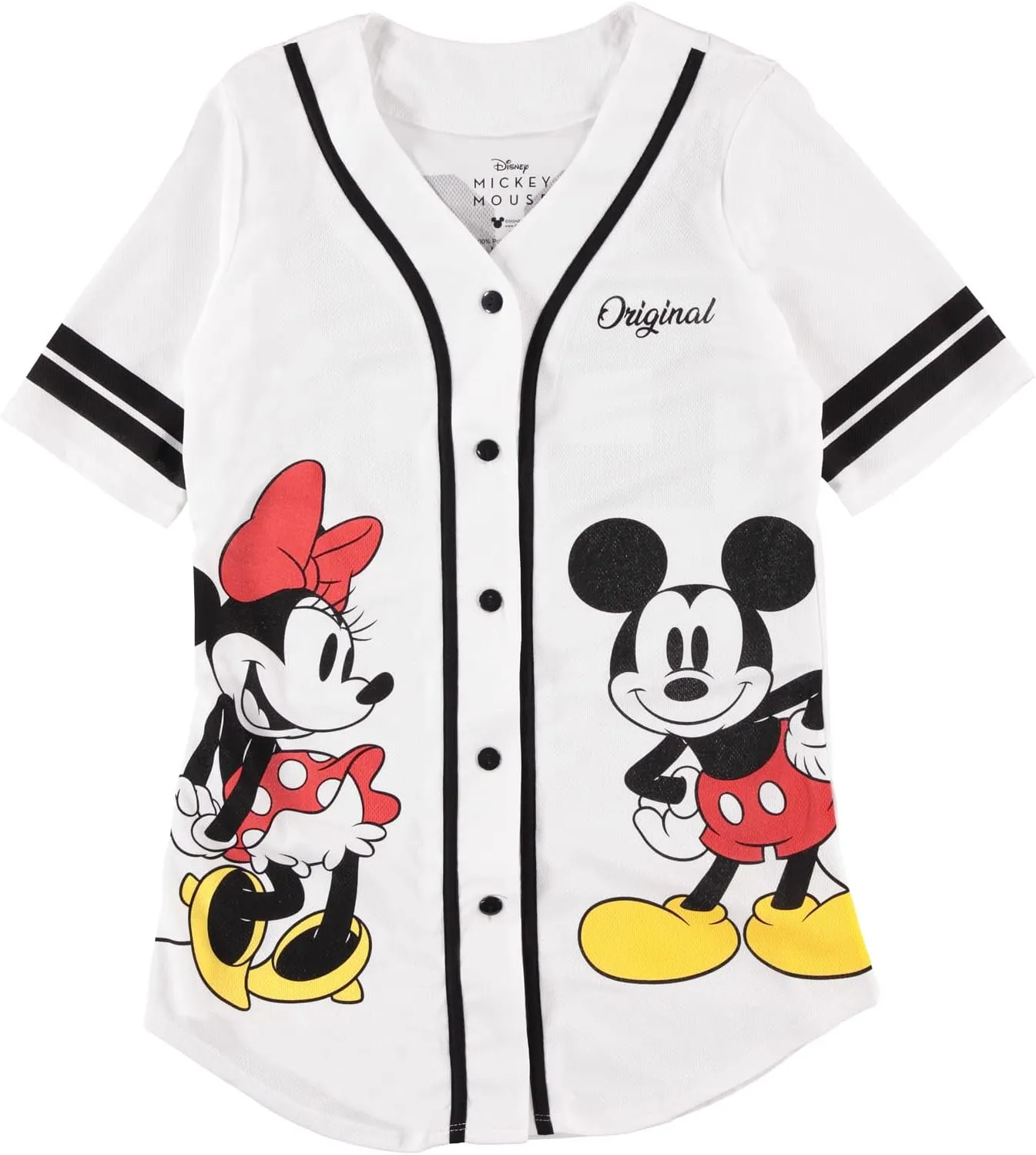 Disney Ladies Mickey Mouse Fashion Shirt - Mickey & Minnie Mouse Baseball Jersey Mickey Mouse Button Down Baseball Jersey