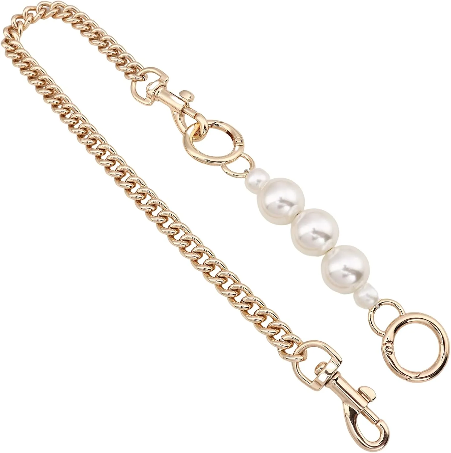 DIY Sturdy Large Imitation Pearl Bead Purse Handle Strap Bag Charms Handbag Chain Replacement Accessories Decoration (Replacement Straps for Handbags) (Chain Pearl  Shallow Gold Clasp)