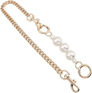 DIY Sturdy Large Imitation Pearl Bead Purse Handle Strap Bag Charms Handbag Chain Replacement Accessories Decoration (Replacement Straps for Handbags) (Chain Pearl  Shallow Gold Clasp)