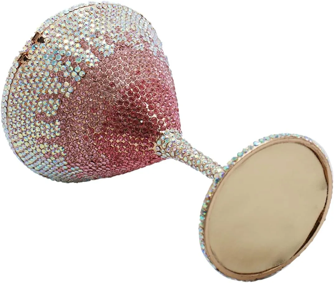 DJBM Women Twinkling Rhinestone Clutch Purse Chic Fancy Cocktail Cup Handbag with Chain for Evening Banquet