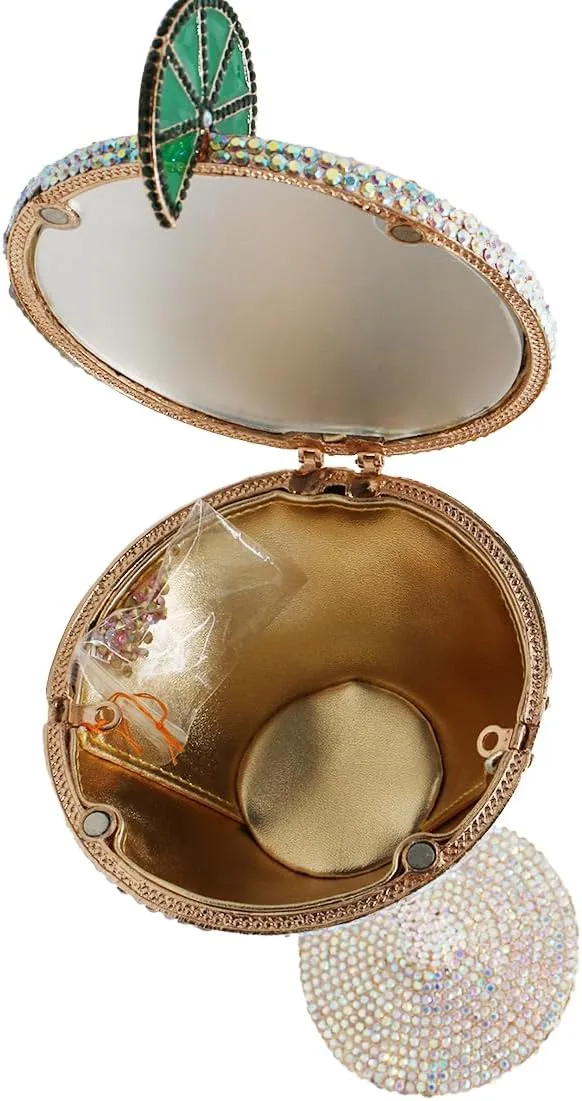 DJBM Women Twinkling Rhinestone Clutch Purse Chic Fancy Cocktail Cup Handbag with Chain for Evening Banquet