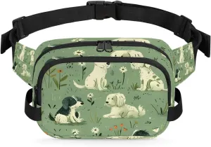 Dogs Lawn Crossbody Bags for Women Trendy Waterproof Fanny Pack with Adjustable Strap Fanny Pack for Travel Shopping Running and Daily Use