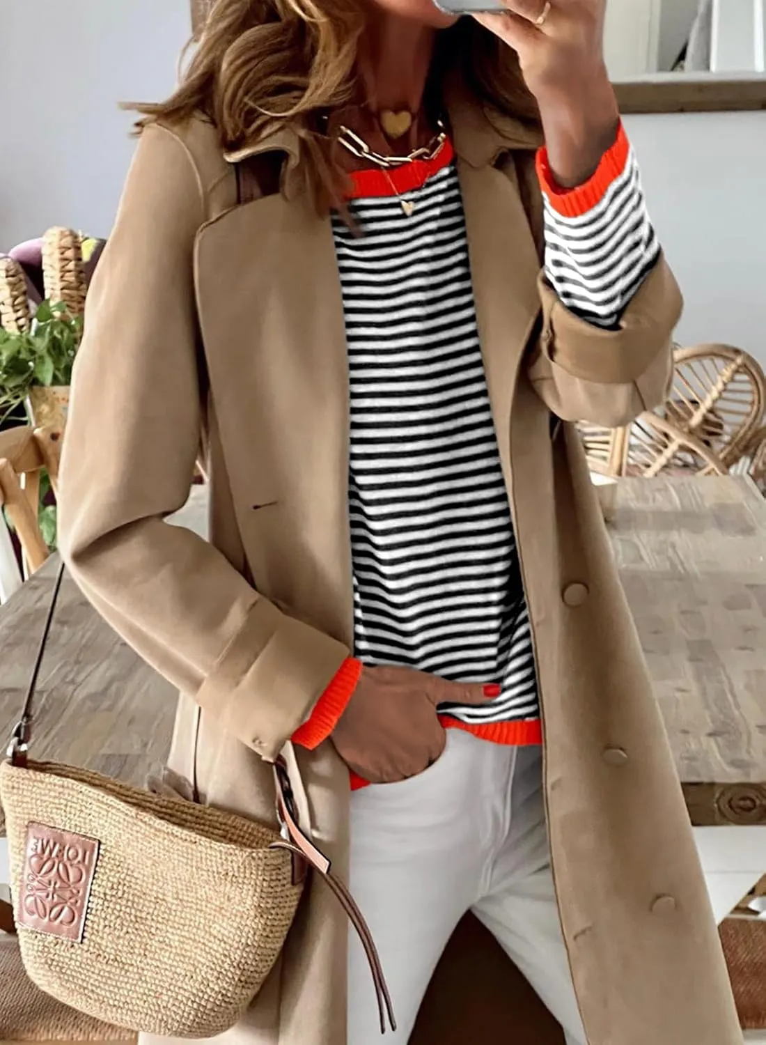 Dokotoo Long Sleeve Shirts for Women Casual Spring Crewneck Striped Color Block Shirt High Low Pullover Sweater Tops
