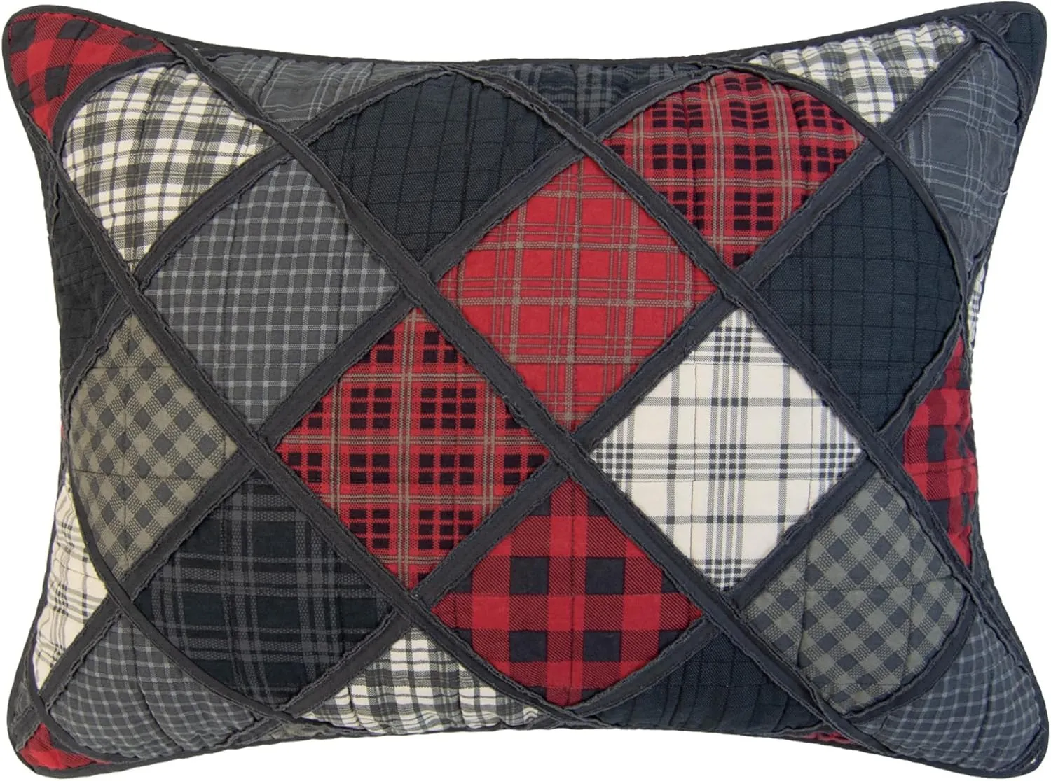 Donna Sharp Lumberjack Cotton Pieced Patchwork Quilted Bedding Set - 3-Piece King Size Quilt Set - Includes 1 Quilt and 2 Pillow Shams - Machine Washable - Perfect for Rustic Decor