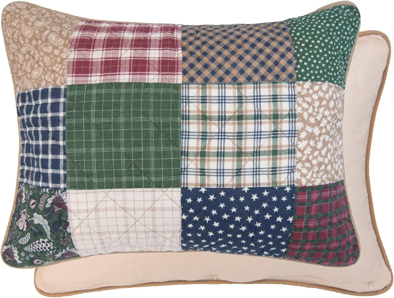 Donna Sharp Rustic Paisley Pieced Patchwork Cotton Quilted Bedding Set - 3-Piece Queen Size Quilt Set - Includes 1 Quilt and 2 Pillow Shams - Machine Washable - Perfect for Rustic Decor