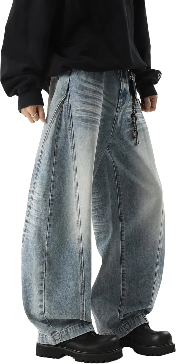 DOSLAVIDA Baggy Jeans Y2K Jnco Jeans Hip Hop Vintage Denim Pants Skater Casual Wide Leg Trousers