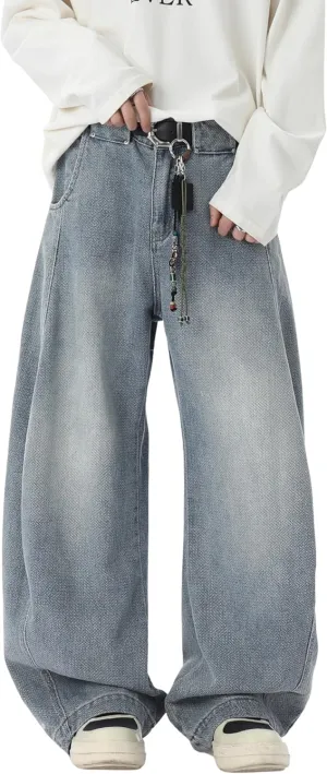 DOSLAVIDA Baggy Jeans Y2K Jnco Jeans Hip Hop Vintage Denim Pants Skater Casual Wide Leg Trousers
