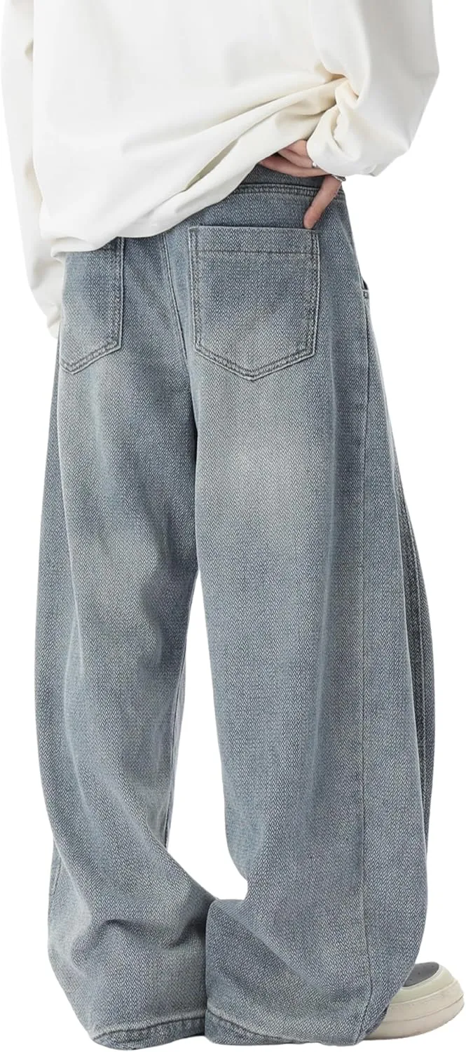 DOSLAVIDA Baggy Jeans Y2K Jnco Jeans Hip Hop Vintage Denim Pants Skater Casual Wide Leg Trousers