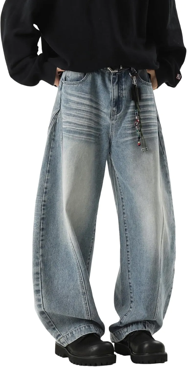 DOSLAVIDA Baggy Jeans Y2K Jnco Jeans Hip Hop Vintage Denim Pants Skater Casual Wide Leg Trousers