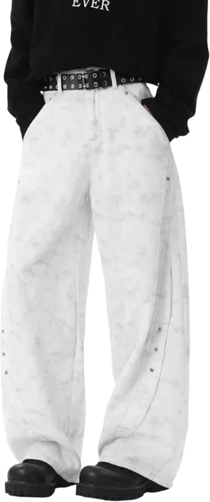 DOSLAVIDA Baggy Jeans Y2K Jnco Jeans Hip Hop Vintage Denim Pants Skater Casual Wide Leg Trousers
