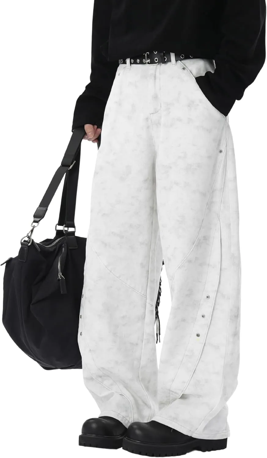 DOSLAVIDA Baggy Jeans Y2K Jnco Jeans Hip Hop Vintage Denim Pants Skater Casual Wide Leg Trousers