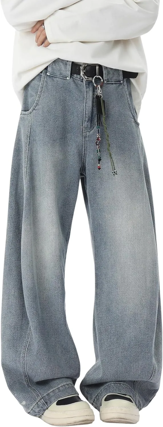 DOSLAVIDA Baggy Jeans Y2K Jnco Jeans Hip Hop Vintage Denim Pants Skater Casual Wide Leg Trousers